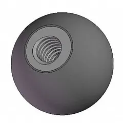 Ball knob with a 0.75 in diameter, plastic body, and a brass #10-24 threaded insert. Used for manual adjustment and positioning on machinery, jigs, and fixtures where frequent hand-tightening is required.