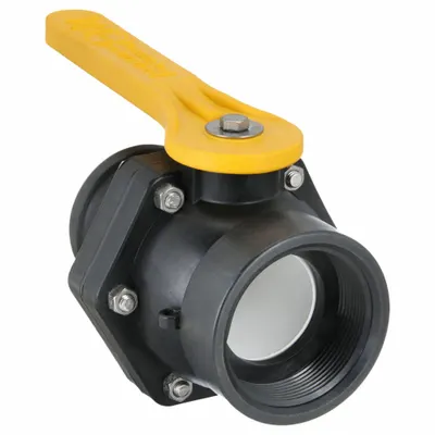 BANJO Manual Two-Way Ball Valve: 3 in, Polypropylene, Straight, FNPT x Male Camlock - Polypropylene Ball Valves