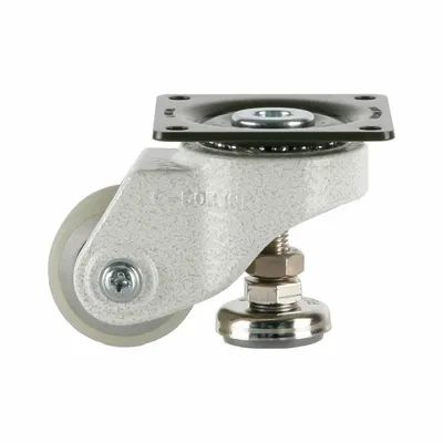 FOOT MASTER Plate Caster: Polyurethane Tread, 50 mm Wheel Dia, 73 mm Mounting Ht - General Purpose Leveling Plate Casters