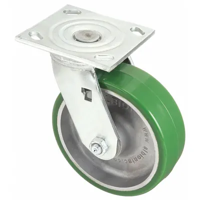 COLSON Plate Caster: Swivel, No Brake, Polyurethane, 6 in Wheel Dia., 2 in Wheel Wd - General-Purpose NSF-Listed Sanitary Plate Casters