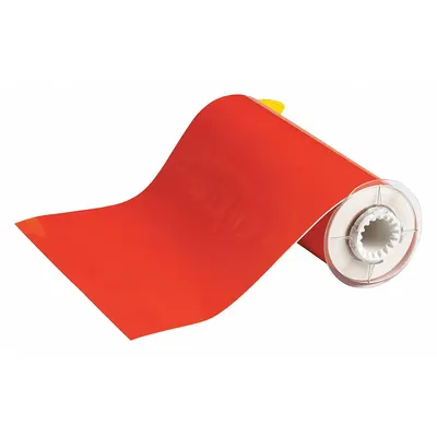 BRADY Continuous Label Stock: 10 in x 50 ft, Polyester, Orange (Gloss) - Brady Thermal Transfer Continuous Label Rolls