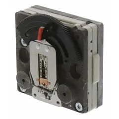 Pneumatic thermostat with reverse action for controlling temperature in HVAC systems. Features 2 high-volume pipes for air flow output, adjustable range of 55° to 85°F. Suitable for horizontal or vertical mounting, includes cover. Used in commercial building pneumatic control loops.