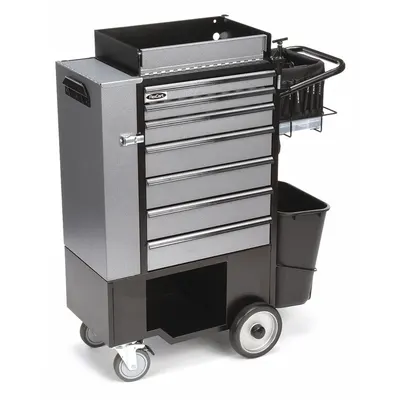 FLEXCART Tool Utility Cart: Black / Silver Drawer, 37 1/2 in Wd, 14 1/2 in Dp, 45 in Ht - Heavy-Duty Tool Utility Carts with Drawers & Cabinets