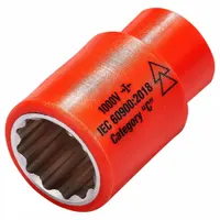 ITL Insulated Socket: 3/8 in Drive Size, 3/4 in Socket Size, 2 in Overall Lg, 12-Point, Std, Chrome (MPN 01739)