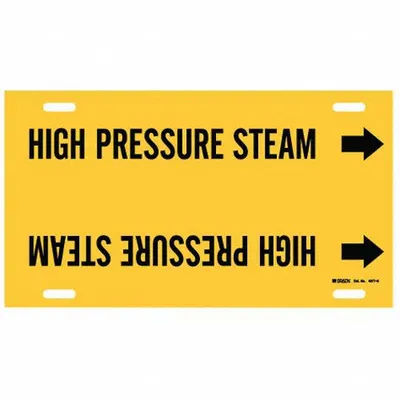BRADY Pipe Marker: High Pressure Steam, Yellow, Black, Fits 10 to 15 in Pipe O.D. - High Pressure Steam Strap-On Pipe Markers