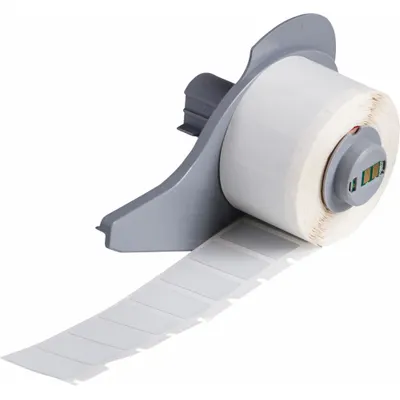 BRADY Pre-Cut Label Stock Roll: 1/2 in x 1 in, Rubber, Aggressive Adhesive/Permanent Adhesive - Brady Thermal Transfer Precut Label Rolls