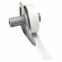 This continuous label roll consists of 1/2-inch vinyl labels with black-on-white printing. It is designed for use with the BMP71 printer series and requires the M7-R6200 ribbon. Suitable for durable identification and marking in industrial environments.