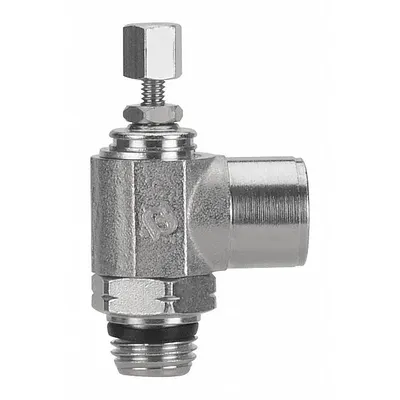 AIGNEP USA Universal Flow Control: Elbow Fitting, Knob, 1/4 in Valve Body Size - Elbow-Style Speed Control Valves