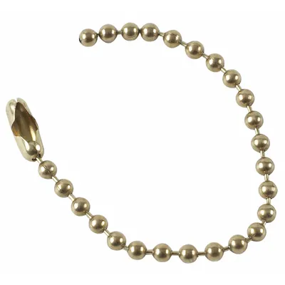 BRADY Chain: Ball Chain, 4 1/2 in Lg, #6 Trade Size, Includes Coupling Link, Brass - Beaded Chain & Couplings for Tags