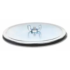 Oiltight hole seal for covering unused push button holes in electrical enclosures. Made of painted gray carbon steel, fits conduit hole size 4 in with maximum hole diameter 4 in. Includes quick wing nut for installation. NEMA 12 rated for protection against dust and dripping liquids.