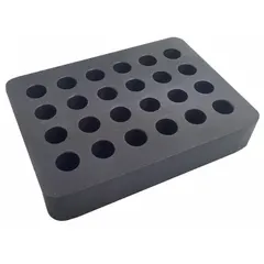 Dry evaporator and concentrator block with 24 positions for 12 x 32 mm vials. Overall dimensions: 1 in height, 5 1/2 in length, 4 in width. Designed for use with evaporators in laboratory sample concentration and drying processes.