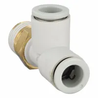 SMC Push-Fit Tee Fitting: 1/4 in Pipe x 8 mm OD x 8 mm OD Size, 43 19/32 mm Overall Lg, White (MPN KQ2Y08-02AS)