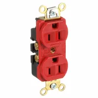 HUBBELL Receptacle: Duplex, 5-15, Red, 125V AC, 15 A, 2 Pole / 3 Wire (MPN HBL5252R)