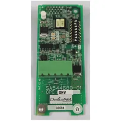 Interface card for FRENIC-Ace series variable frequency drives. Enables expanded connectivity and control capabilities for integration with external devices in motor drive applications.