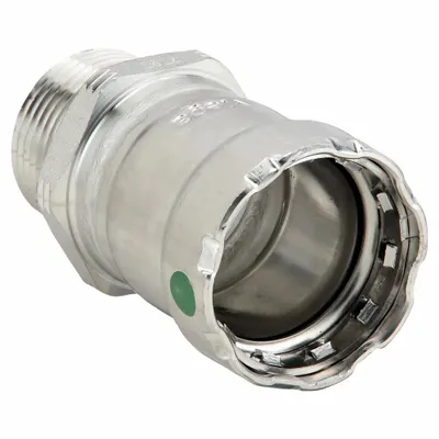 VIEGA MEGAPRESS Press-Fit Adapter: 1/2 in x 1/2 in, MNPT, EPDM - Potable Water Stainless Steel Press Fittings