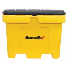SNOWEX Salt Box: 18 cu ft, 48 in x 33 1/4 in x 35 3/4 in, Lid Included, 2-Way Entry, Rectangular (MPN 74051). Key specifications — Brand: SNOWEX; Stackable: Stacking Capable; Shape: Rectangular; Runner Location: None; Fork Entry: 2-Way Entry; Container Wall Type: Solid; Mobility: Stationary; Collapsible: Rigid.