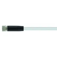 Cordset: M8 Female Straight X Bare Wire, 3 Pins, Gray, PUR, 15 m Cable Lg, 24 AWG Wire Size (MPN 7000-08041-2301500)
