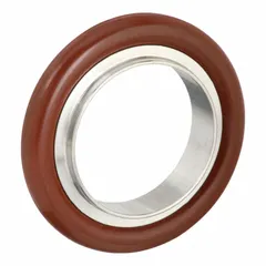 This 304 stainless steel vacuum tube ring has a 1/2 in outer diameter and is rated for vacuum service to 10⁻⁷ torr at 72°F. It is used to align and seal flanged connections in high-vacuum systems. Screen is not included.