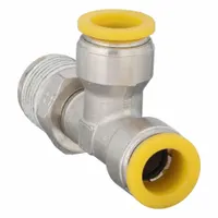 PARKER Push-Fit Tee Fitting: 10 mm OD x 10 mm OD x 3/8 in Pipe Size, Brass, 25 17/32 mm Overall Lg (MPN W171PLP-10M-6R)