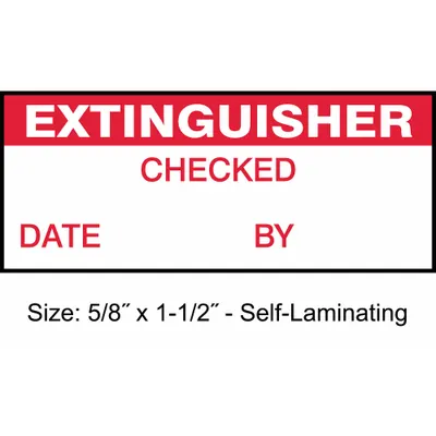 STRANCO Inspection Label: Extinguisher, 1 1/2 in Wd, 5/8 in Ht, Red/White, Rectangle - Safety