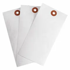 White Tyvek tag with plain surface, 5 1/4 in height and 2 5/8 in width, 30-point card stock thickness. Supplied in packs of 1,000. Used for identifying shipments, work-in-progress, or inventory in industrial tagging applications.