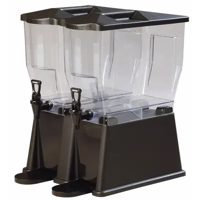 CARLISLE Beverage Dispenser: 7 gal, Black, Polycarbonate, Rectangle, 2 Dispensers - Polycarbonate Dispensers