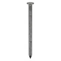 Collated framing nails for use with pneumatic nailers. 2-1/2" length, galvanized finish, flat head, smooth shank, diamond point. Steel construction. Pack of 1,000. Suitable for wood framing, sheathing, and decking applications