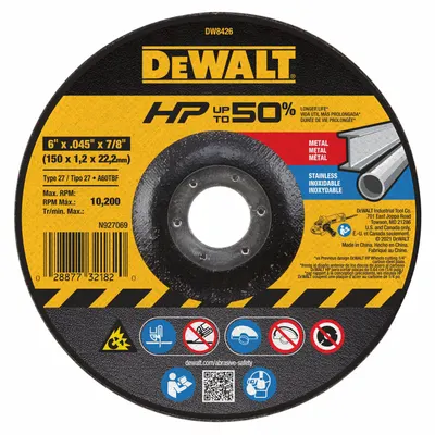 DEWALT DW8426 General Purpose Cut-Off Wheel - General Purpose Cut-Off Wheels for Carbon & Stainless Steel