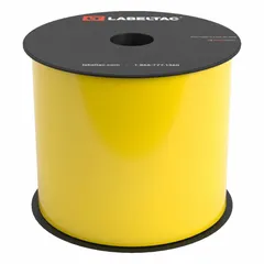 Continuous label roll for LabelTac Pro 2 printers. Yellow gloss vinyl, 4 inches wide by 100 feet long. Suitable for indoor and outdoor use. Used for creating labels for pipe marking, safety signage, and equipment identification in industrial facilities.