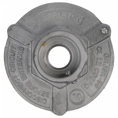 APPLETON ELECTRIC Covers for Conduit Access Fitting: Aluminum, Powder Coated, GRJS, 1/2 in Trade Size - Covers for Conduit Access Fittings