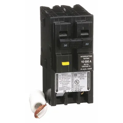 SQUARE D Miniature Circuit Breaker: 30 A, 120/240V AC, Single Phase, 10kA at 120/240V AC - HOM Series, Plug-In Square D Miniature Circuit Breakers