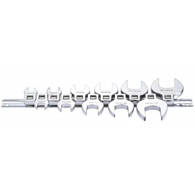 WESTWARD Crowfoot Socket Set: Alloy Steel, Chrome, 11 Tools - SAE Open End Crowfoot Wrench Sets