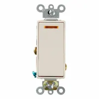 LEVITON Wall Switch: Rocker Switch, Single Pole, Maintained, Light Almond, 120V AC, 20 A (MPN 5631-2T)