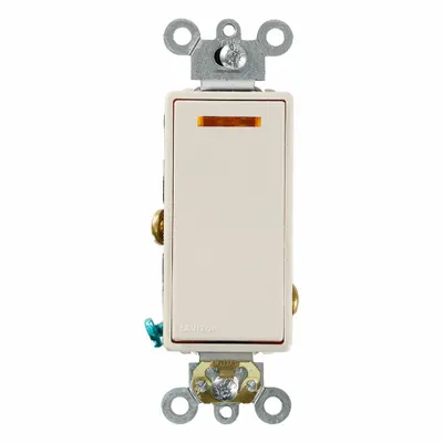 LEVITON Wall Switch: Rocker Switch, Single Pole, Maintained, Light Almond, 120V AC - Rocker Wall Switches