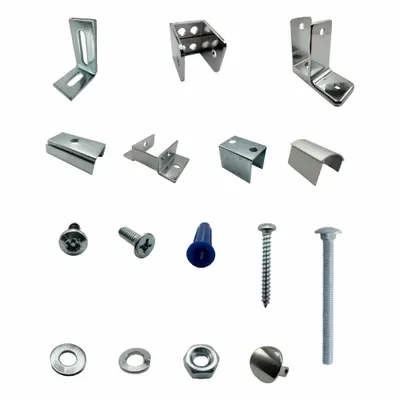 HADRIAN Headrail Corner Alcove Kit: Chrome Zamac - Brackets, Alcove Clips & Channels for Bathroom Partitions