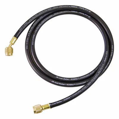 JB INDUSTRIES Hose Set: 6 ft Lg, 0° Angle, Black, Rubber/Kevlar, Single Hose - Evacuation & Charging Hose Sets