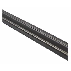 This stainless steel shock track with a black finish is used in electrified bird control systems to deter birds from landing on ledges, roofs, and other building surfaces. It delivers a mild electric shock to repel pest birds without causing harm. The track measures 2 inches in height and 50 feet in length, with a crimp connection type.