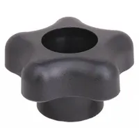 This Snap-Lock 5-Arm Knob features a 1.75 in diameter, plastic construction, and an M8 thread with 0.75 in thread length. Its five-point design enables manual tightening and adjustment without tools. Commonly used for clamping and positioning on machinery, jigs, and fixtures