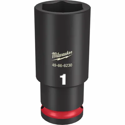 MILWAUKEE Deep Impact Socket: 1/2 in Drive Size, SAE, 1 in Socket Size, 6-Point, Deep - 1/2" Drive Impact Sockets