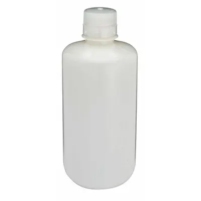GLOBE SCIENTIFIC Sampling Bottle: HDPE, 33.81 fl oz, 1 L, Natural - HDPE Narrow Mouth Round Lab Bottles
