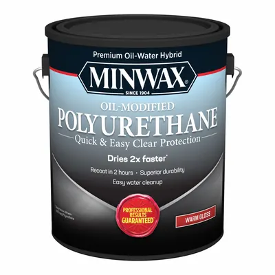MINWAX Finish: Varnish, Interior, Water, 1 gal Container Size, Wood, Gloss, Clear - Wood Sealers & Finishes