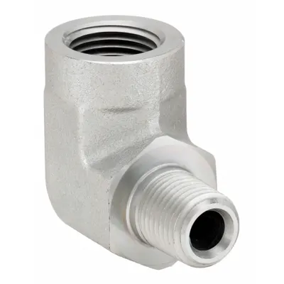 PARKER Metal Pipe Elbow: 90° Elbow, Steel, 1/4 in x 3/8 in - Hydraulic Threaded Extreme-Pressure Pipe Fittings