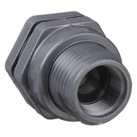 HAYWARD Bulkhead Tank Fitting: PVC Body, 4 in Female Socket Inside, 4 in Female NPT Threaded Outside (MPN BFA1040CES)