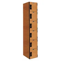 HALLOWELL Box Locker: 12 in x 18 in x 72 in, 6 Tiers, 1 Units Wide, Solid, Padlock Hasp, Light Wood (MPN PHL1282-6A-FA)