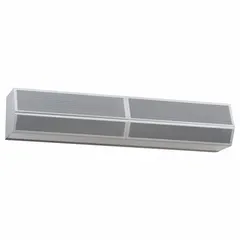 This wet location air curtain operates at 480V AC and delivers a maximum air velocity of 2,654 fpm. It is finished in silver and fits openings up to 14 ft or 12 ft. Designed for use in environments requiring washdown capability, it creates an air barrier to separate indoor and outdoor conditions.