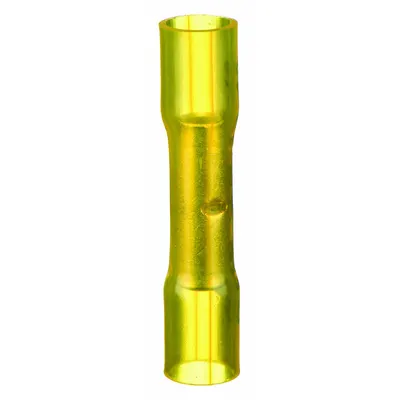 VELVAC Butt Splice Connector: Yellow, Heat Shrink, For Wire Size 12 AWG – 10 AWG - Insulated Butt Splice Connectors with Heat Shrink