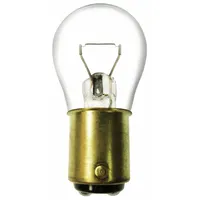 Incandescent lamp with BAY15d double-contact indexed bayonet base. S8 bulb shape, 5.4V AC rating, white light. Suitable for low-voltage sign lighting, indicator applications, and display fixtures