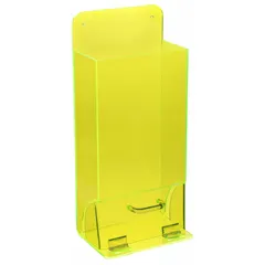 Single-compartment stack tower for storing and dispensing eyewear. Green acrylic construction holds up to 20 eyewear units. Overall dimensions: 8 in width, 18 in height. Suitable for organizing personal protective equipment in industrial settings.