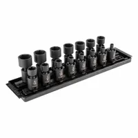 TEKTON Flex Impact Socket Set: 3/8 in Drive Size, 15 Pieces, 1/4 in to 1 in Socket Size Range (MPN SID97101)