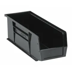 This recycled plastic bin from QUANTUM STORAGE SYSTEMS measures 5 1/2 in x 14 3/4 in x 5 in and has a 50 lb load capacity. It is made from 100% recycled content and is not electrostatic discharge conductive. Suitable for organizing small parts, components, and hardware in industrial warehouses, workshops, and assembly lines.